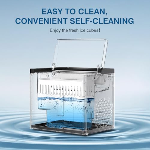 Countertop Ice Makers Machine, Portable Ice Machine Producing 9 Ice Cubes Within 6 Mins, Bullet Ice Available in Two Sizes(S/L), Compact Mini Ice Maker Appliance for Home Kitchen Camping （Ebony）