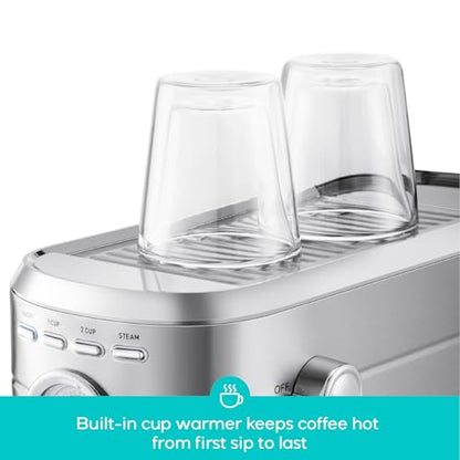 CASABREWS CM5418 Espresso Machine 20 Bar, Compact Espresso Maker with Steam Milk Frother, Stainless Steel Coffee Machine with 34oz Removable Water Tank for Cappuccino, Small Latte Machine, Silver