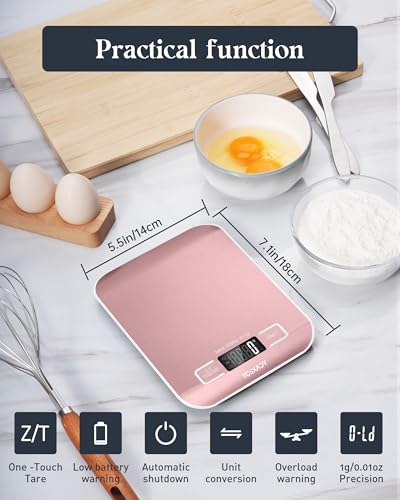 Tcsxady Food Scale, 11lb Digital Kitchen Scale with 6 Units LCD Display and Tare Function,Compact Design for Baking,Healthy Cooking,Meal Prep, 304 Stainless Steel