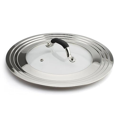 HOMVIDA 15 inch Large Universal Lid for 11-15" Pans Pots, Stainless Steel Pan Lid Cover for 11 12 13 14 15 In Cast Iron Skillets Frying Pans Woks