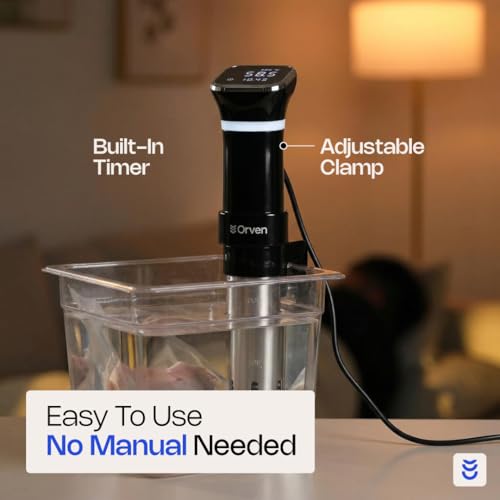 Sous Vide Cooker 1100W – Precision Immersion Circulator with ±0.2°F Accuracy, Quiet Brushless Motor, Adjustable Clamp, 4–20L Capacity, Stainless Steel, Built-In Timer, Easy Digital Control
