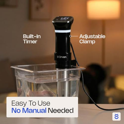Sous Vide Cooker 1100W – Precision Immersion Circulator with ±0.2°F Accuracy, Quiet Brushless Motor, Adjustable Clamp, 4–20L Capacity, Stainless Steel, Built-In Timer, Easy Digital Control
