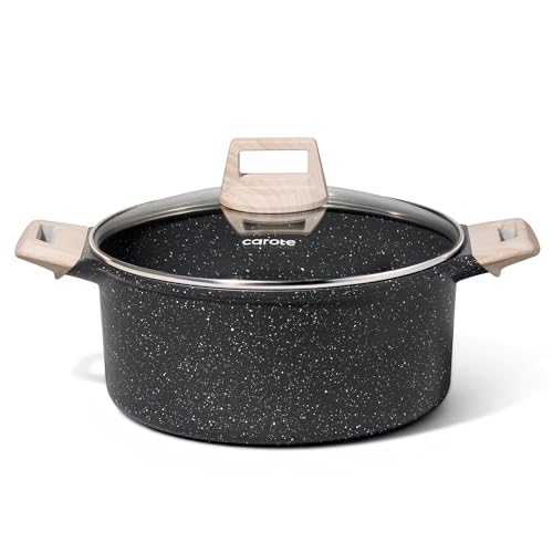 CAROTE Nonstick Stock Pot with Lid Soup Pot, 6 Quart Casserole with Lid, Easy to Clean Non Stick Cooking Pot,Pasta Pot