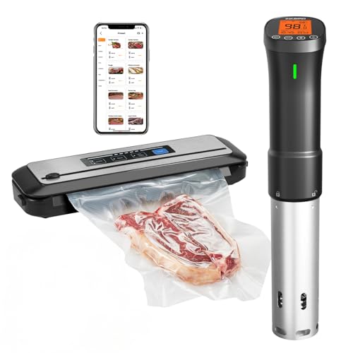 INKBIRD 2.4G WIFI Sous Vide Cooker Bundle with Vacuum Sealer Machine,1000W Sous-Vide Kits, Immersion Circulator for Sous Vide Mahine with 14 Preset Recipes on Thermal Immersion