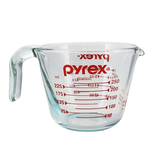 Pyrex Prepware 1 Cup Measuring Cup, Clear w/ Red Measurements (6001074)