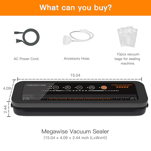 MegaWise Powerful and Compact Vacuum Sealer Machine One-Touch Automatic Food Sealer