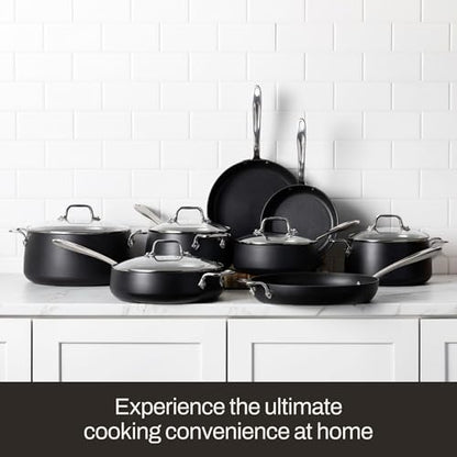 All-Clad Hard Anodized Expert Nonstick Cookware Set, -7 Piece Pots and Pans Set, Induction, OvenSafe 500F - Includes Frying Pans, Saucepan, Sauté-Pan, Stockpot, Professional Cookware - Black