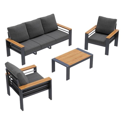 Aoxun Patio Furniture Set, Aluminum Outdoor Furniture with Oversized Seats