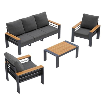 Aoxun Patio Furniture Set, Aluminum Outdoor Furniture with Oversized Seats