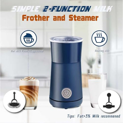 Seydere Simple Milk Frother, 2 in 1 Milk Steamer and Frother, Electric Milk Steamer, Milk Warmer and Hot Milk Foam Maker for Latter, Macchiato, Cappuccinos，Blue
