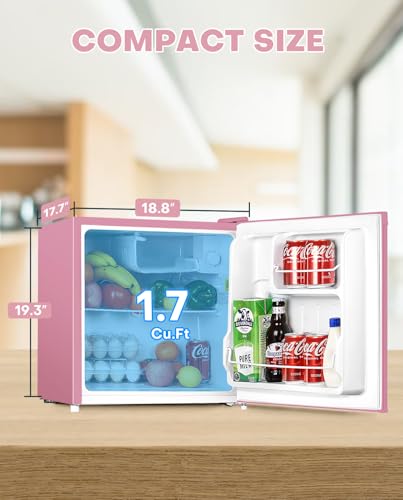 Upstreman 1.7 Cu.ft Mini Fridge with Freezer, Pink-FR17