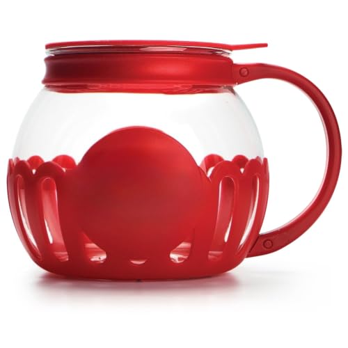 1.5 qt Borosilicate Glass Microwave Popcorn Maker, Red