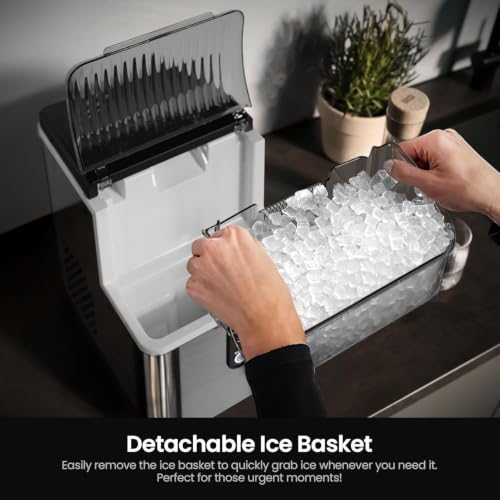 Kismile Nugget Ice Maker Countertop, 35 lbs/Day, Stainless Steel