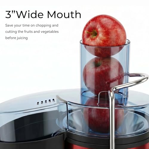 Boyuevi Juicer Machine, 800WCentrifugal Juicer for Whole Fruits and Vegetables,3 Inch Wide Feed Chute, Easy to Clean (red)