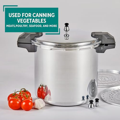Mirro - 7114000221 Mirro 92122A Polished Aluminum 5 / 10 / 15-PSI Pressure Cooker / Canner Cookware, 22-Quart, Silver