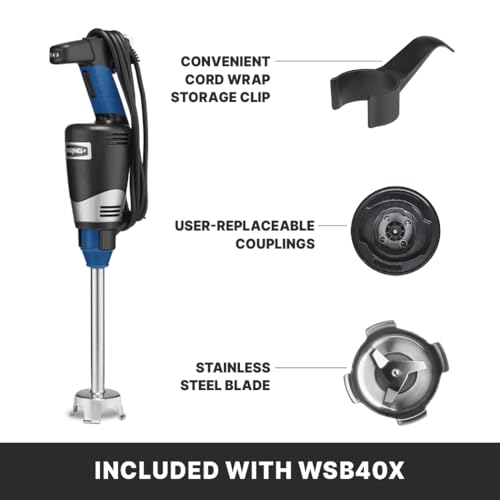 Waring Commercial Quik Stix Plus Immersion Blender, Variable Speed, 10 in Removable Shaft, for Professional Hand Blender for Kitchens & Restaurants, WSB40X