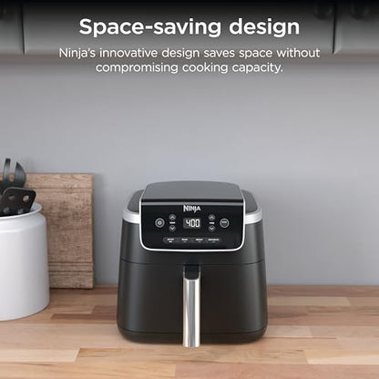 Ninja Air Fryer with Air Crisp | 5 QT Capacity fits up to 4lbs of Fries | 4-in-1 Pro Air Fry, Roast, Reheat, Dehydrate | 400°F Max Temp | 1750 Watts | W/Nonstick Basket & Crisper Plate | Grey | AF141