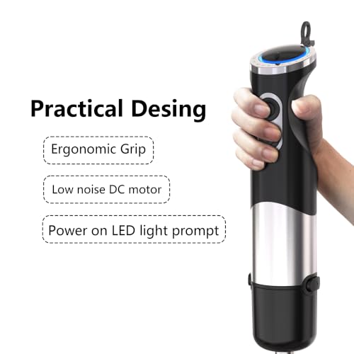 Immersion Blender Handheld, 5 in 1 Hand Mixer Electric Handheld for Kitchen, Corded Stick Hand Emulsion Blender with Chopper Beaker Whisk and Milk Frother for Baby Food, Smoothie, Puree, Soup, Sauces