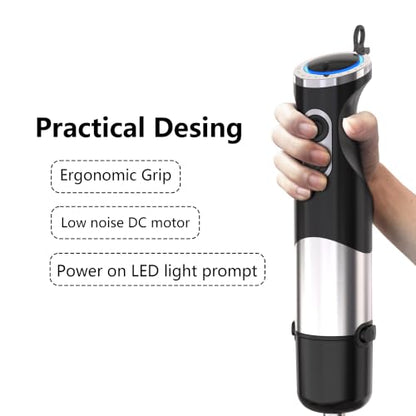 Immersion Blender Handheld, 5 in 1 Hand Mixer Electric Handheld for Kitchen, Corded Stick Hand Emulsion Blender with Chopper Beaker Whisk and Milk Frother for Baby Food, Smoothie, Puree, Soup, Sauces