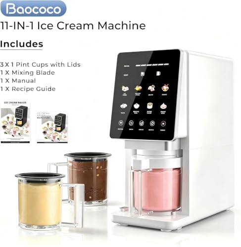 Ice Cream Maker Machine, 11-in-1 Frozen Dessert Machine with 3 Pints