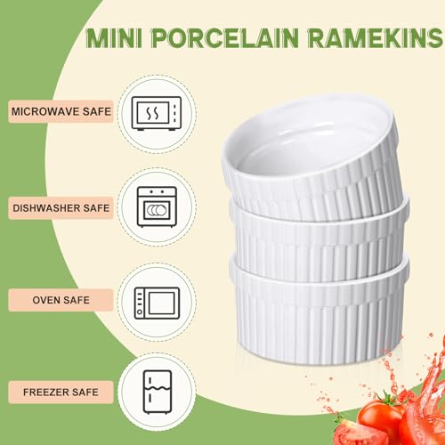Ziliny 36 Pcs Mini Ramekins 2 oz Porcelain Souffle Oven Dishwasher Safe Small Ceramic Baking Dipping Sauce Ramekins for Charcuterie Board Creme Brulee Dishes Condiment Sauce Dipping Cups