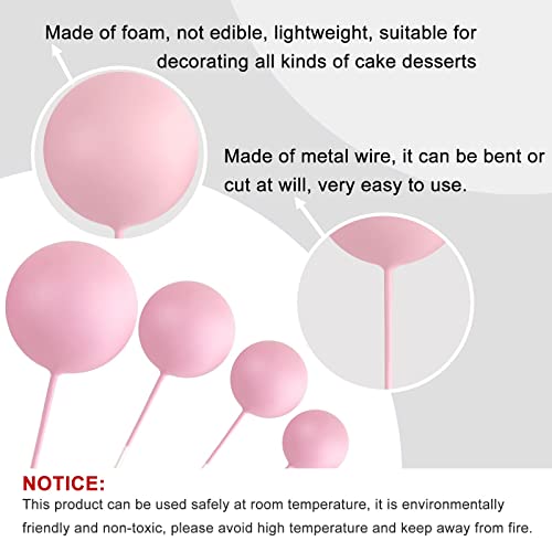 ASTARON 32 Pcs Ball Cake Topper Decorations Mini Balloons Cake Topper Sticks Foam Balls Cake Picks Cake Topper Balls Cake Decorations for Wedding Party Birthday Cake Decorating (Pink Gold)