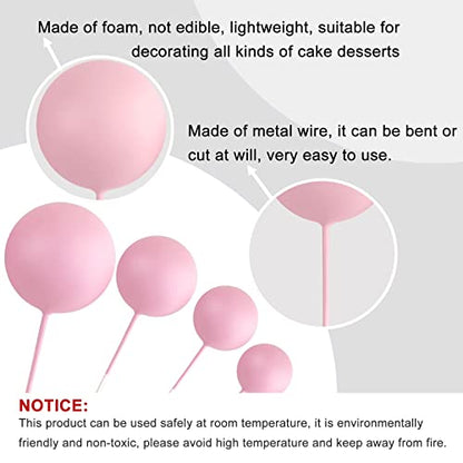 ASTARON 32 Pcs Ball Cake Topper Decorations Mini Balloons Cake Topper Sticks Foam Balls Cake Picks Cake Topper Balls Cake Decorations for Wedding Party Birthday Cake Decorating (Pink Gold)
