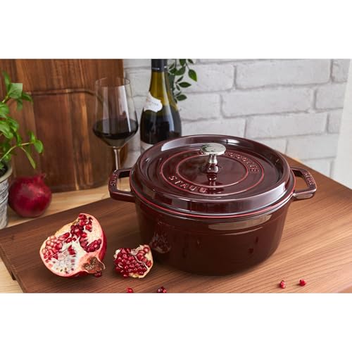 Staub Cast Iron 9-qt Round Cocotte - Grenadine