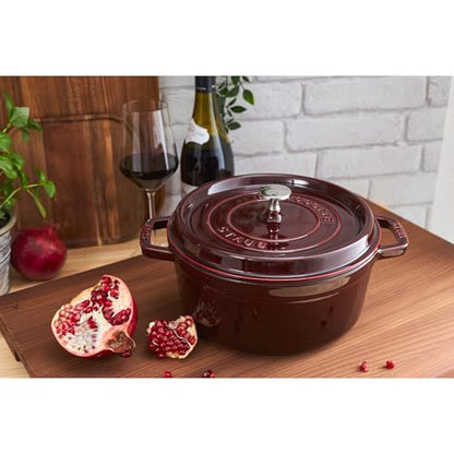 Staub Cast Iron 9-qt Round Cocotte - Grenadine
