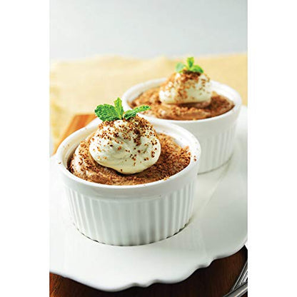 HIC Kitchen Souffle Ramekin, Fine Porcelain, For Baking Custards, Souffles, Side Dishes, And Desserts, 6-Ounce Capacity, Set of 6