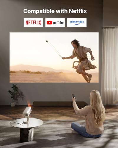 [Officially-Licensed APP & DoIby Audio] Smart Mini Projector with WiFi and Bluetooth, VOPLLS Portable Outdoor Projector 4K Support with TOF Real-Time Focus, Native 1080P Home Movie Projector