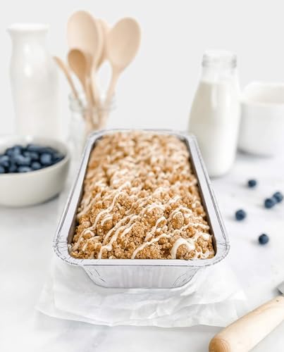 Lewarm Disposable Loaf Pans With Lids Bakeware Set, 2lb, 55 Pack, 8.5x4.5 Heavy-duty Aluminum Foil Bread pan, Food Storage Container, Perfect for Baking, Storing & Take-out