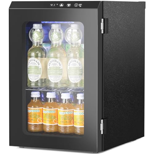Antarctic Star 18L Mini Fridge Cooler 24Can, Beverage Refrigerator with Quiet Compressor, LED Light,Freestanding Small Fridge with Electronic Temperature Control for Home and Bar(40-61 ℉)