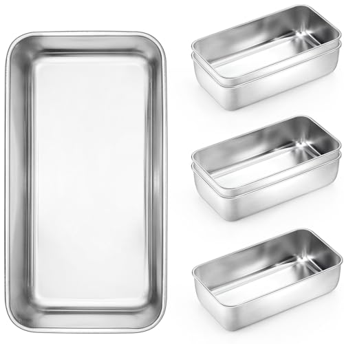 Onader 6 Pack Loaf Pans for Baking Bread, 9 x 5 Inch Stainless Steel Deep Meatloaf Toast Baking Pan Set