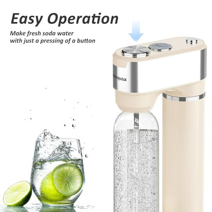 Sparkling Water Maker for Home, Soda Streaming Maker with 2 BPA free Bottles(1L + 0.5L) Carbonated Water Seltzer Fizzy Drink Machine, Compatible with Screw-in 60L CO2 Carbonator(NOT Included) (Cream)