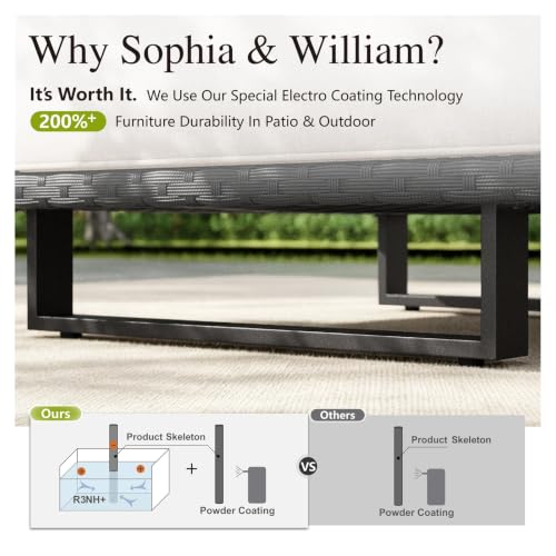 Sophia & William HDPE Patio Furniture Set, 6 Pieces L Shaped Sectional