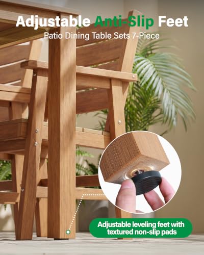 YEFU 12 Piece Square Patio Dining Set, Sturdy Aluminum Frame, HIPS, Teak