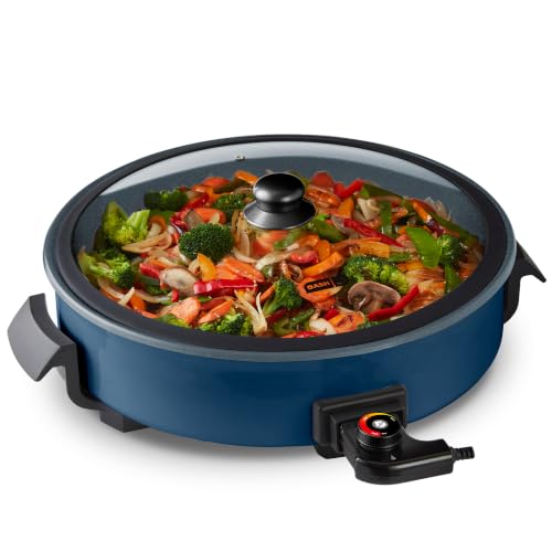 DASH Family Size Electric Skillet with Lid, 6-Quart Ceramic, Navy