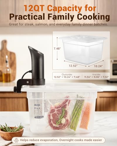 EVERIE 12QT Sous Vide Container BPA-Free with Reinforced Hinged Lid