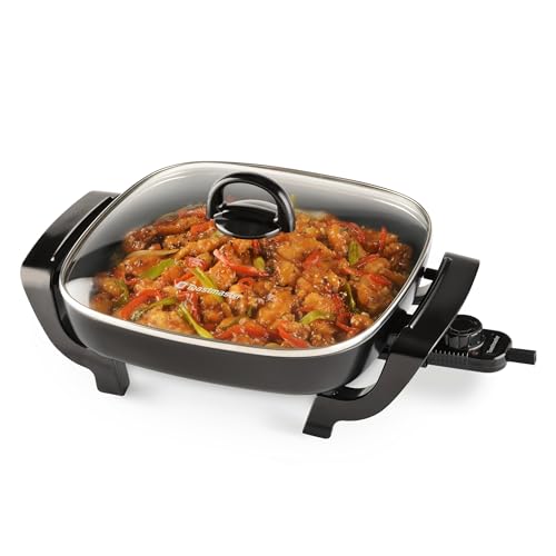 Toastmaster 12" Nonstick Electric Skillet - Deep Skillet Appliance with Glass Lid - Multipurpose Kitchen Cookware for Breakfast & More