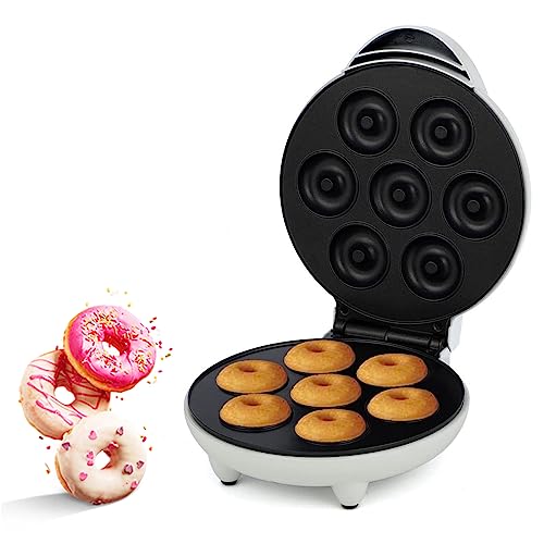 Fabater Maker Machine, Electric Non Stick Doughnut Maker, Toaster Donut Machine for Home Snacks Dessert with Non Slip Feet, Breakfast Maker, Baking Pan, Makes 7 Doughnuts