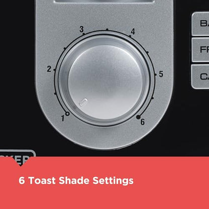 BLACK+DECKER 2-Slice Toaster, Extra Wide Slots for Bagels & Thick Bread, 6 Browning Settings, Removable Crumb Tray, Cancel Button, 850W, Black