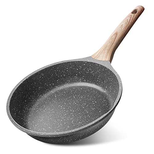 Caannasweis Nonstick Granite Frying Pan Skillet, Non Stick Omelette Fry Pans, Omelet Egg Pan, Stone Cookware Chef's Pan, Induction Compatible, PFOA Free (Gray, 12 Inch)