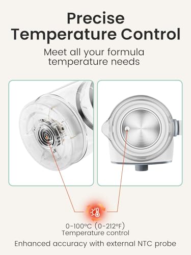 GROWNSY Baby Instant Warmer, Glass Water Boiler with Accurate Temperature Control for Formula, Coffee and Tea, 1.2 Liter Electric Kettle with LCD Display and Timer