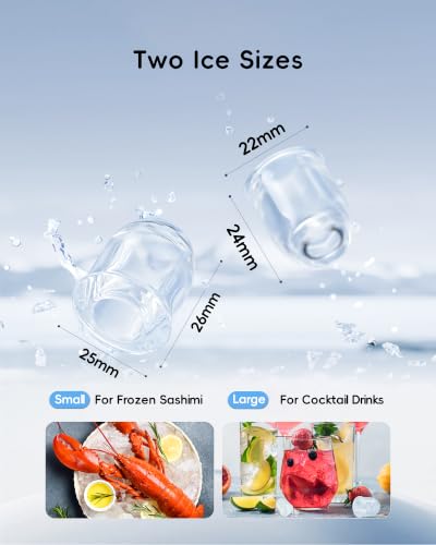 ecozy Small Ice Maker with Full-Color Panel & Timer Function, 26 lbs/Day