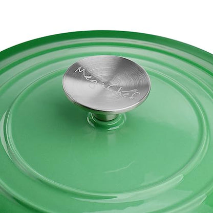 MegaChef 2 Quart Round Enameled Cast Iron Braiser Pan (Green)