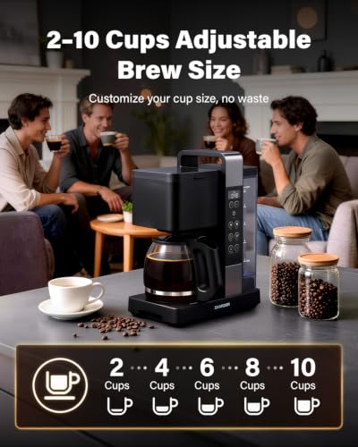 SHARDOR Drip Coffee Maker 10 Cup Programmable, Regular&Bold, LED Display