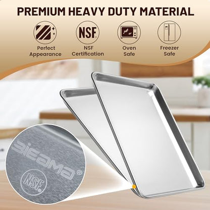 BIEAMA 6 Pack Half Size Baking Sheet Pan Aluminum Commercial Pan for Oven Freezer Bakery Hotel Restaurant 18" × 13"