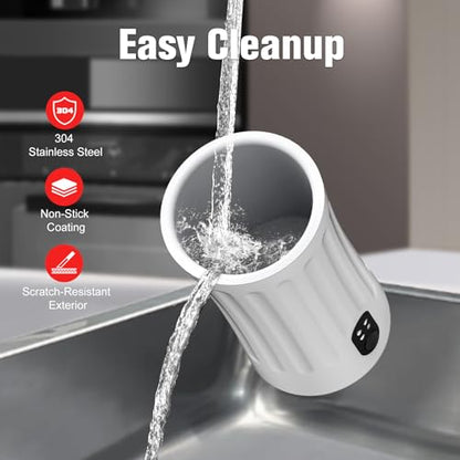 CookSwift Milk Frother, 4-in-1 Milk Steamer and Frother, 8.1oz/240ml Automatic Warm and Cold Foam Maker, Auto Shut-Off Frother for Coffee, Latte, Cappuccino, Macchiato(White)