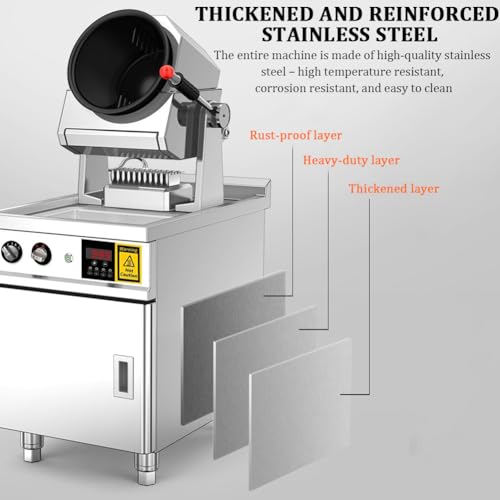 TT-YEL Large-Capacity Double-Head Automatic Stir-Fry Machine, Gas-Powered Kitchen Stir-Fry Machine, Timed Intelligent 360° Rotating Cooking Machine, 1-17L Stainless Steel Wok.,36cm Wok